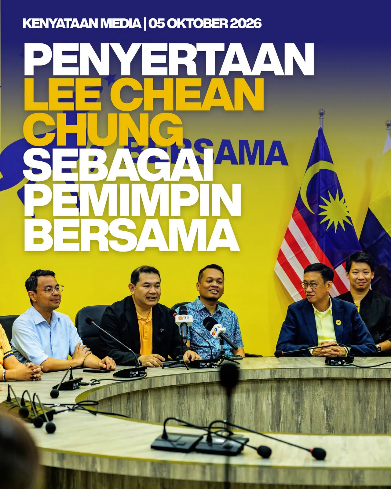Poster kenyataan media BERSAMA bertarikh 5 Oktober 2026 mengenai penyertaan Lee Chean Chung sebagai pemimpin BERSAMA