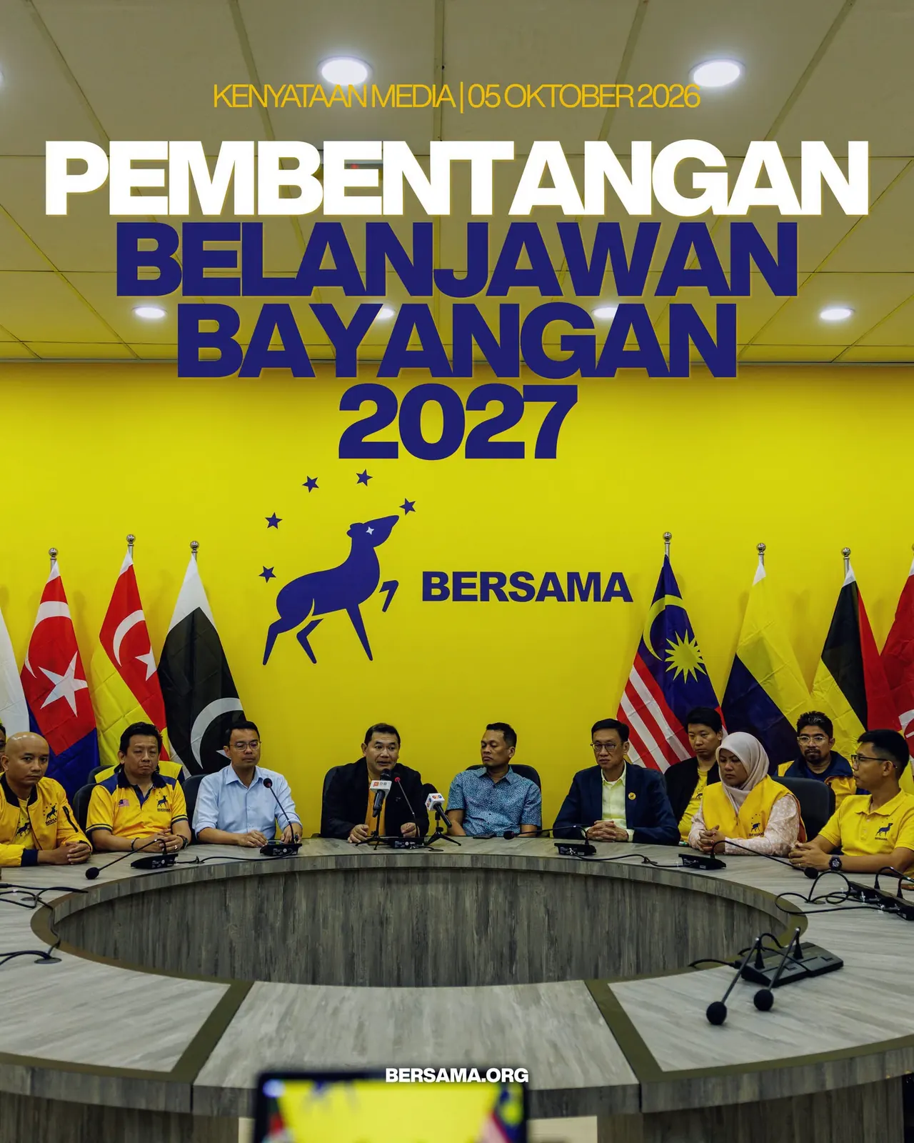 Poster kenyataan media BERSAMA bertarikh 5 Oktober 2026 mengenai pembentangan Belanjawan Bayangan 2027